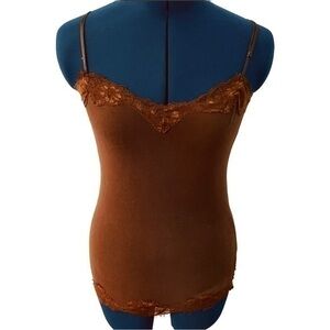 Active Basic - Tank Top With Adjustable Straps & Lace - Brown - Medium